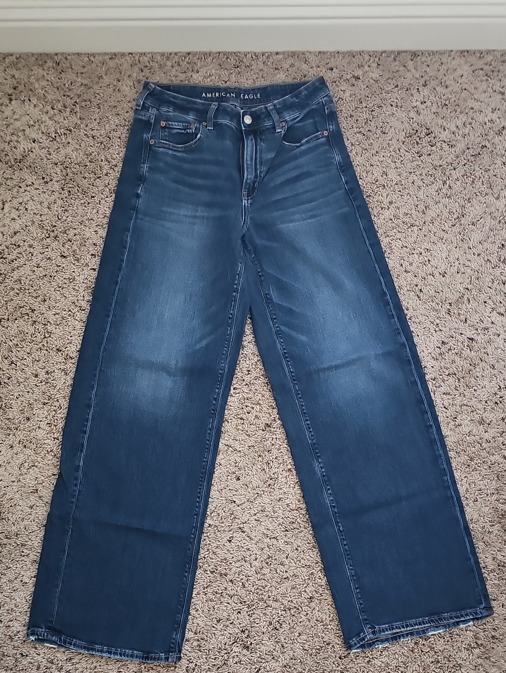 American Eagle Outfitters Wide Leg Jeans in Dark Indigo
